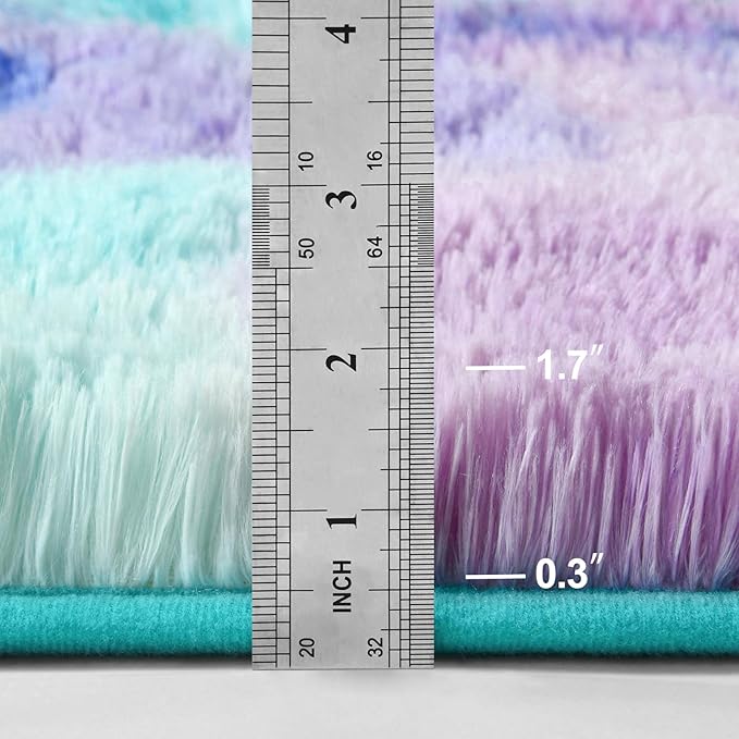 Large Shag Area Rugs 5 x 8, Tie-Dyed Plush Fuzzy Rugs for Living Room, Ultra Soft Fluffy Furry Rug for Bedroom, Indoor Carpet Nursery Rugs for Kids Room Home Decor, Rainbow