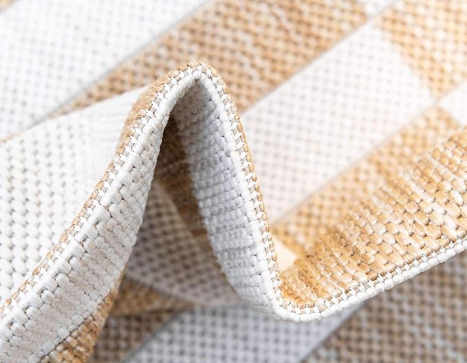 Unique Loom Outdoor Striped Collection Area Rug - Striped (9' x 12' Rectangle, Taupe/Ivory)