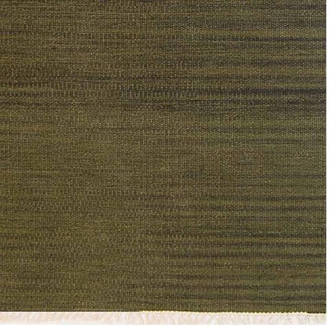 Rugsotic Carpets Hand Woven Flat Weave Kilim Wool ECO-Friendly Area Rugs - 2'6''x12', Runner Shape, Olive Color, Solid Plain Design, Low Pile Handmade Area Rugs for Living Room, Bed Room (D00111)