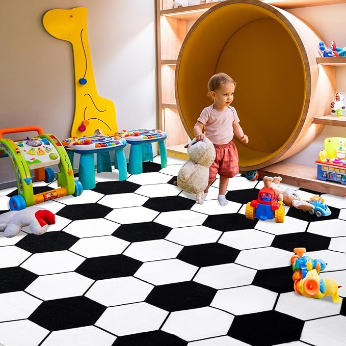 Soft Soccer Rugs for Bedroom, Machine Washable, Cute Bedside Boys Area Rug for Kids Toddlers Teens, Soccer Lovers Home Decor Indoor Carpet for Living Room, Dorms, Nursery, 3x4 FT