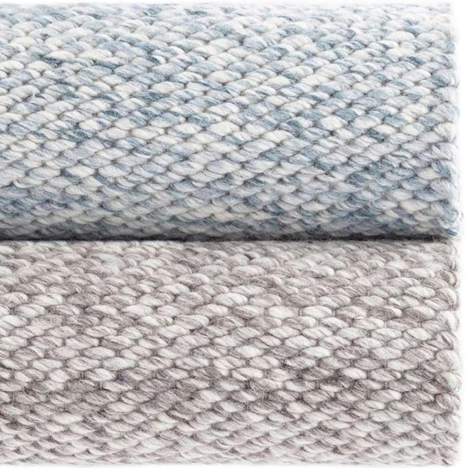 Dash and Albert Loggia Sky Wool Area Rug - 3' x 5' Sky Blue Solid Handwoven Accent Rug - Durable, Lightweight, Dining Room, Living Room, Bedroom - Premium Luxury Hotel Quality Soft Breathable