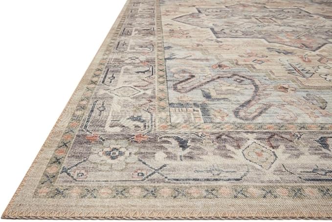 Loloi Hathaway Collection HTH-07 Multi/Ivory 9'-0" x 12'-0", .25" Thick Area Rug, Soft, Durable, Printed, Modern, Low Pile, Non-Shedding, Easy Clean, Living Room Rug