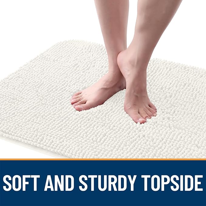 OLANLY Dog Door Mat for Muddy Paws 40x24, Absorbs Moisture and Dirt, Absorbent Non-Slip Washable Doormat, Quick Dry Chenille Mud Mat for Dogs, Entry Indoor Entryway Carpet for Inside Floor, Ivory