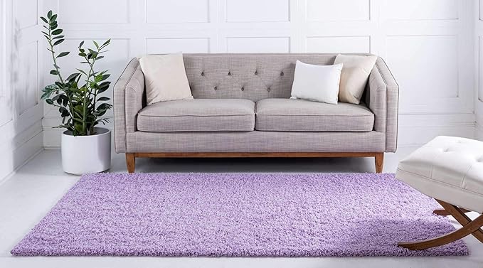 Unique Loom Solid Shag Collection Area Rug (8' x 11' Rectangle, Lilac)