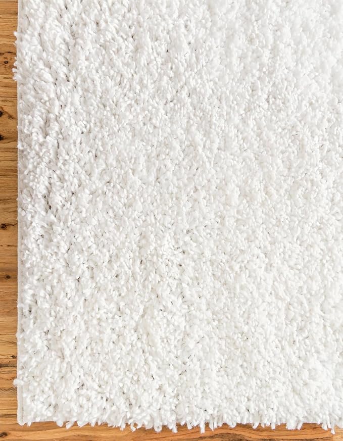 Unique Loom Davos Shag Collection Area Rug - Solid (2' 7" x 20' Runner, White/ Ivory)