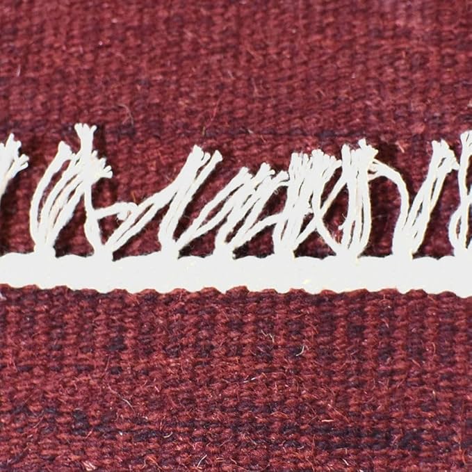 Rugsotic Carpets Hand Woven Flat Weave Kilim Wool ECO-Friendly Area Rugs - 10'x10', Square Shape, Dark Red Color, Solid Plain Design, Low Pile Handmade Rugs for Living Room, Bed Room (D00111)