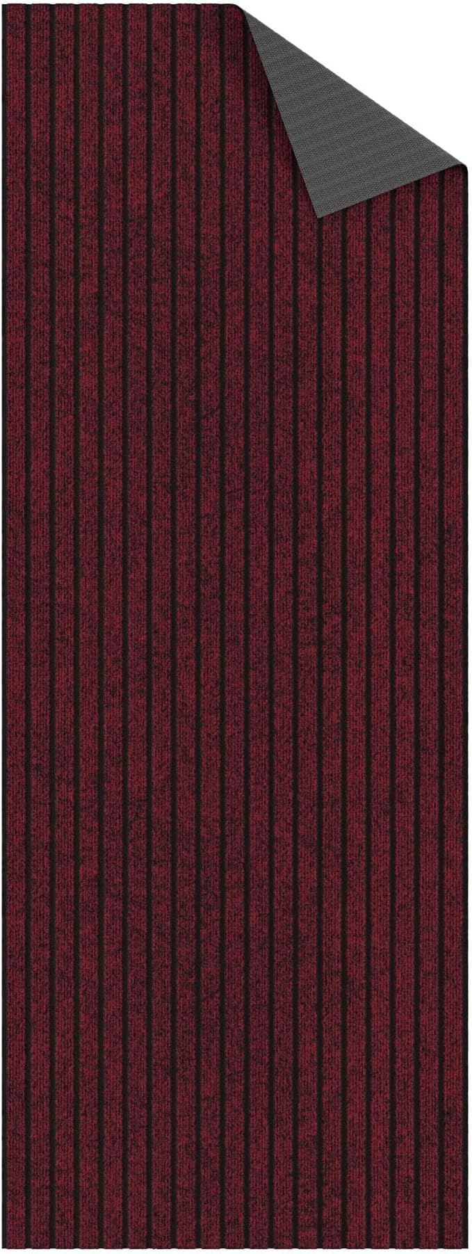 Ottomanson 2' x 12' Hallway Runner with Scraper Pile - Extra Durable Non-Slip Rug Mat for Indoor & Outdoor Use - Ideal for Kitchen, Entryway, Patio & Garage - High-Traffic Carpet, Red