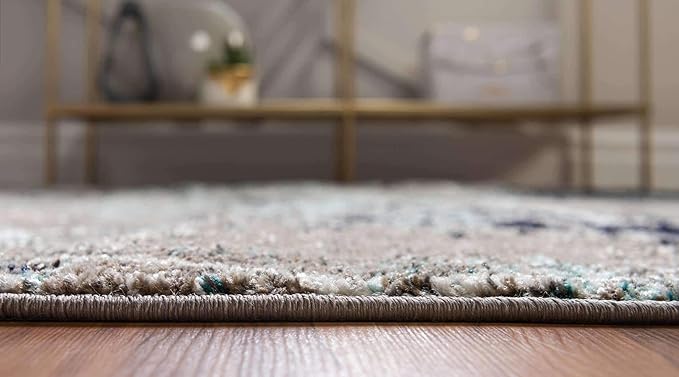 Unique Loom Trellis Frieze Collection Area Rug - Geometric (6' Round, Blue Multi/ Ivory)