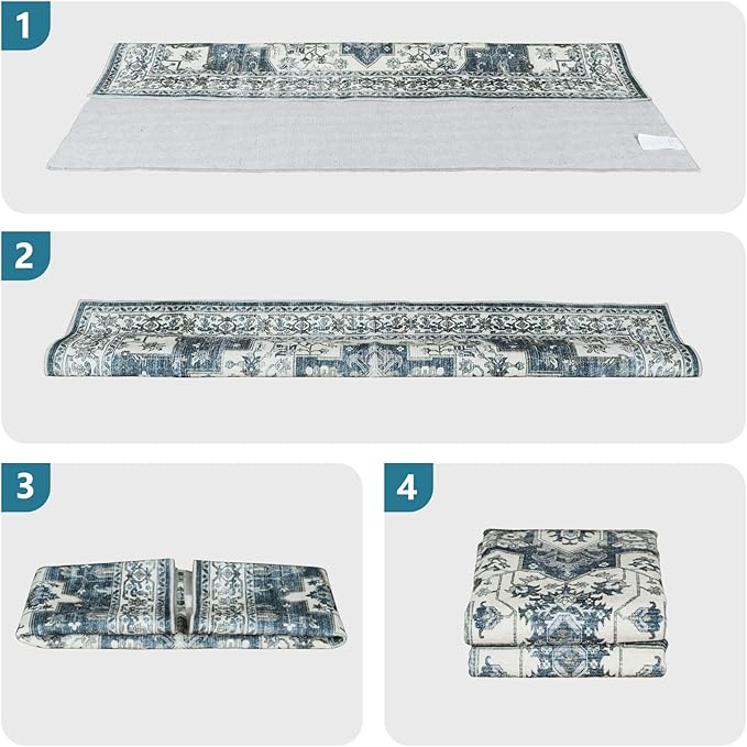 Dripex 9x12 Area Rugs - Stain Resistant Washable Rug Distressed Rugs for Living Room Dining Room Bedroom Anti-Slip Low-Pile and Soft Accent Rug Farmhouse Office Home Decor, Pet & Child Friendly