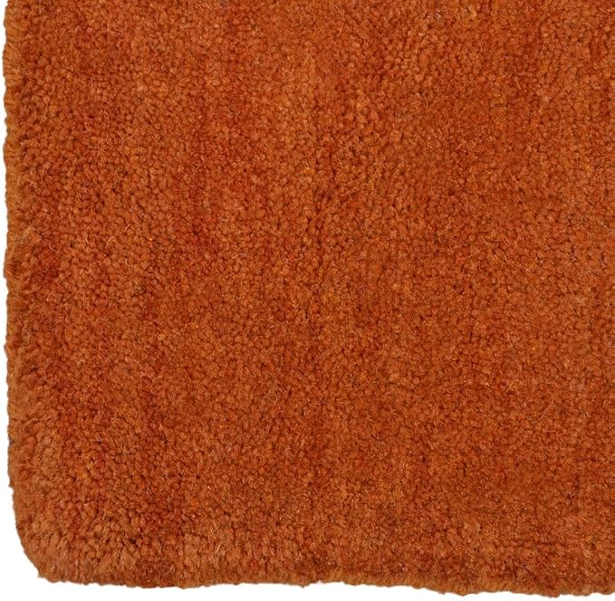 Hand Knotted Loom Wool ECO-Friendly Area Rugs - 10'x10', Square, Orange Color, Solid Plain Design, High Pile Handmade Anti Skid Area Rugs for Living Room, Bed Room (L00111)