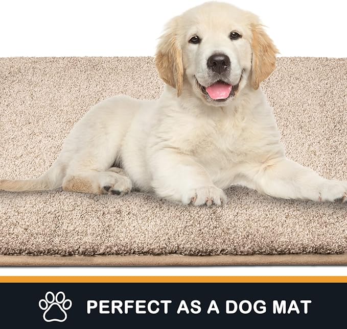 PURRUGS Dirt Trapping Door Mat 31.5" x 70", Non-Slip Machine Washable Entry Rug, Shoe Scraper, Dog Doormat, Super Absorbent Welcome Mat for Front & Back Door, Muddy Shoes & Paws, Taupe