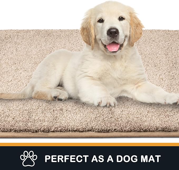 PURRUGS Dirt Trapping Door Mat 24" x 35.5", Non-Slip Machine Washable Entry Rug, Shoe Scraper, Dog Doormat, Super Absorbent Welcome Mat for Front & Back Door, Muddy Shoes & Paws, Taupe