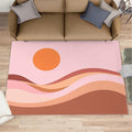 Boho Sun Area Rugs 6x8ft, Minimalist Sunburst Living Room Area Rug, Abstraction Deco Play Rug with Carpet Tape Double Sided for Bedroom Office Home Decor