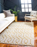 Unique Loom Marilyn Monroe Glam Collection Area Rug - Trellis (4' 1' x 6' 1' Rectangle, White Gold/ Gold)