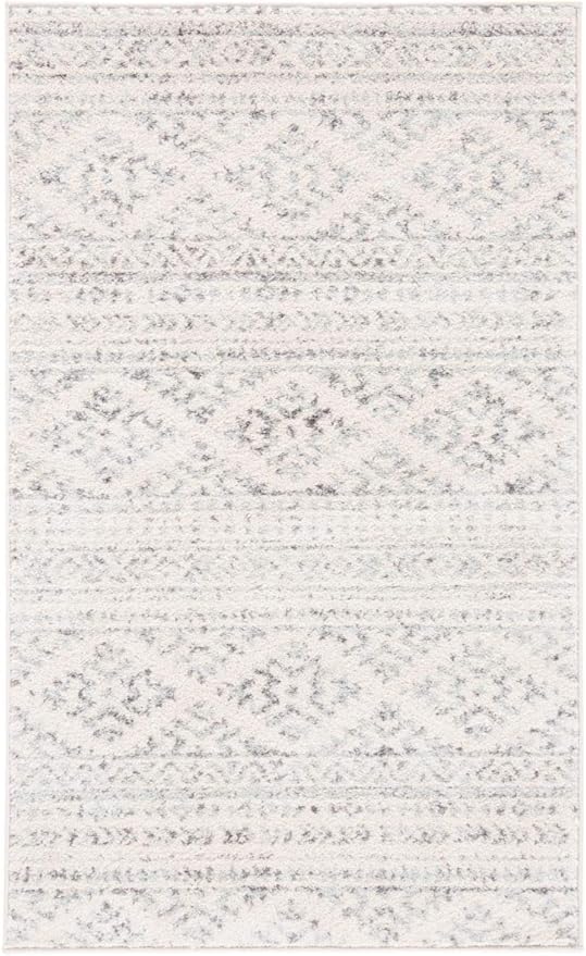 SAFAVIEH Tulum Collection Accent Rug - 2'7" x 4'5", Ivory & Grey, Moroccan Boho Tribal Design, Non-Shedding & Easy to Clean, Ideal for Front Door, Kitchen, Entryway, Accent Space (TUL272A)