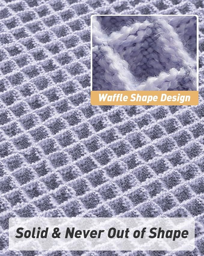 Upgraded Waffle Runner Rug Super Absorbent Non Slip Bath Mats for Bathroom Machine Washable Bathroom Runner Rug with Tassels, Ideal for Hallway Bedroom Laundry Room, 2' x 4' (24" x 48"), Purple