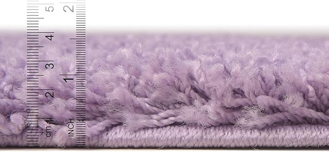 Unique Loom Solid Shag Collection Area Rug (5' 3" Round, Lilac)