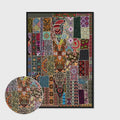 Vintage Boho Area Rugs Multicolor Ethnic Style Geometric Splicing Carpets Bedroom Living Room Kitchen Floor Mats Indoor Outdoor Non-Shedding Runner Rug Home Décor Carpet 3' X 3'
