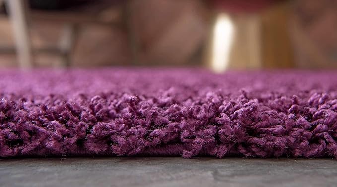 Unique Loom Solid Shag Collection Area Rug (2' 6" x 19' 8" Runner, Eggplant Purple)