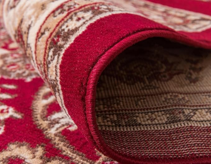Unique Loom Sialk Hill Collection Area Rug - Washington (2' x 6' 1" Runner Burgundy/Cream)