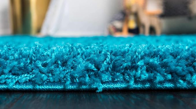 Unique Loom Solid Shag Collection Area Rug (2' x 3' 1" Rectangle, Turquoise)