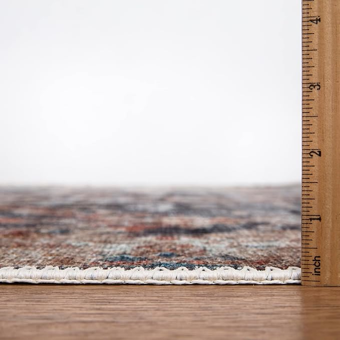 Bloom Rugs Washable Non-Slip 8' x 10' Rug - Orange/Black Traditional Area Rug for Living Room, Bedroom, Dining Room, and Kitchen - Exact Size: 8' x 10'