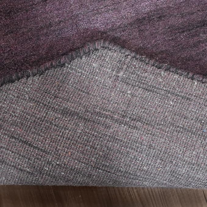 Hand Knotted Loom Wool ECO-Friendly Area Rugs - 6'x6', Octagon, Purple Color, Solid Plain Design, High Pile Thick Handmade Anti Skid Area Rugs for Living Room, Bed Room (L00111)