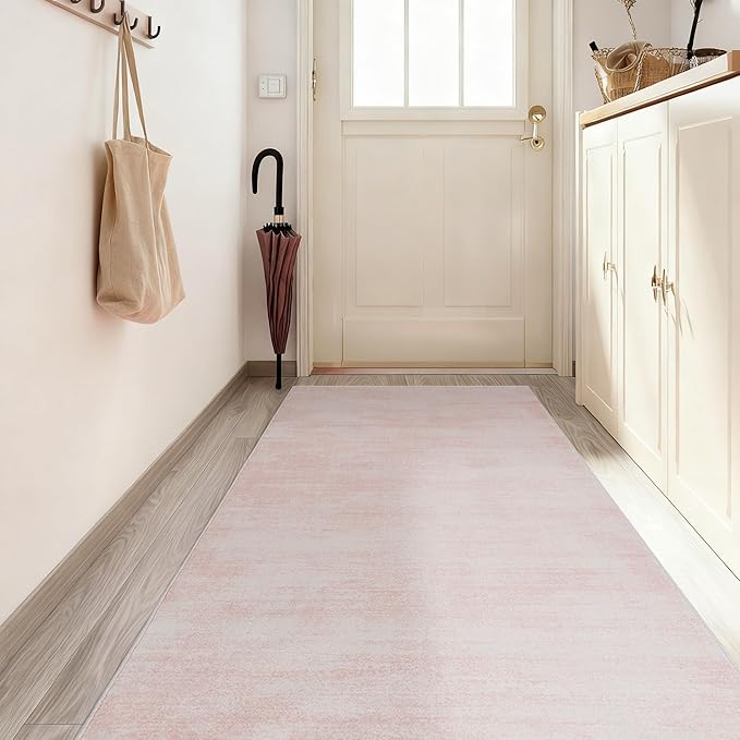 Pink Runner Rug for Bathroom 2x6,Washable Non Slip Abstract Modern Boho Runner Rugs for Kitchen Bedroom Hallway