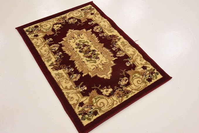 Unique Loom Versailles Collection Traditional Classic Floral Motif Area Rug (2' 2 x 3' 0 Rectangular, Burgundy/ Ivory)