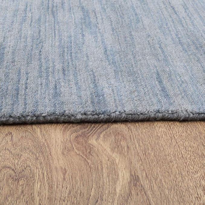 Hand Knotted Loom Wool ECO-Friendly Area Rugs - 6'x9', Rectangle, Light Blue Color, Solid Plain Design, High Pile Handmade Anti Skid Area Rugs for Living Room, Bed Room (L00111)