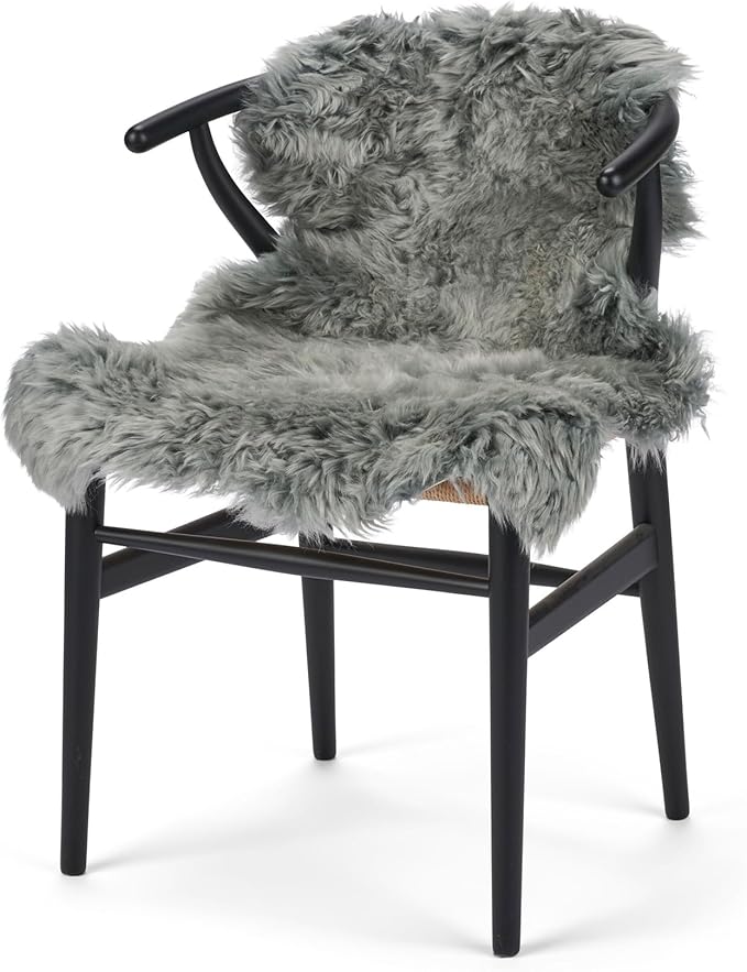 Sheepskin Long Hair 2x3 ft | Bedside Rugs for bedrooms, Sofa, Chair or The Dining Table | Each Sheepskin Rug is Unique and Created by Nature | Small Fluffy Rug in Color Light Grey