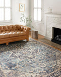 Loloi Hathaway Collection HTH-01 Navy/Multi 3'-6" x 5'-6", .25" Thick Accent Rug, Soft, Durable, Printed, Modern, Low Pile, Non-Shedding, Easy Clean, Living Room Rug