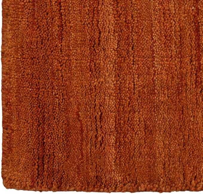 Hand Knotted Loom Wool ECO-Friendly Area Rugs - 2'6"x8', Runner, Orange Color, Solid Plain Design, High Pile Handmade Anti Skid Area Rugs for Living Room, Bed Room (L00111)