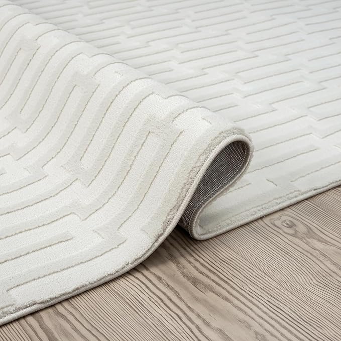 Abani Cream Area Rug for Living Room, Bedroom -Geometric Pattern - 6 x 9 -Durable & Easy to Clean