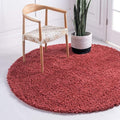 Unique Loom Davos Shag Collection Area Rug - Solid (5' 3" Round, Poppy)