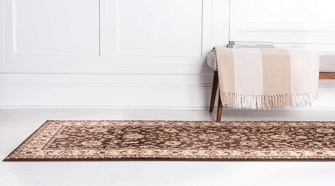 Unique Loom Voyage Collection Traditional Oriental Classic Intricate Design Area Rug (2' 7 x 10' 0 Runner, Brown/Ivory)