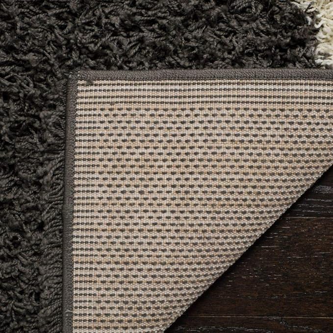 SAFAVIEH Dallas Shag Collection Area Rug - 4' Square, Dark Grey & Ivory, Trellis Design, Non-Shedding & Easy Care, 1.5-inch Thick Ideal for High Traffic Areas in Living Room, Bedroom (SGD257A)