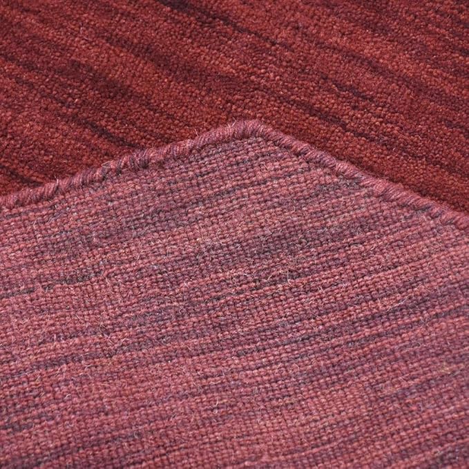 Hand Knotted Loom Wool ECO-Friendly Area Rugs - 10'x10', Octagon, Dark Red Color, Solid Plain Design, High Pile Handmade Anti Skid Area Rugs for Living Room, Bed Room (L00111)