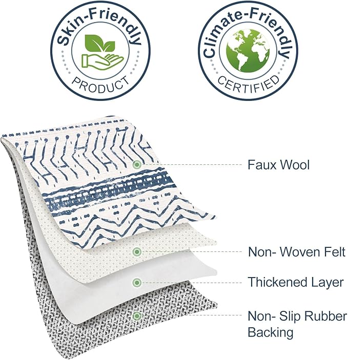 Nakagishi Area Rugs 8x10 Living Room: Washable Boho Large Neutral Soft Farmhouse Rug Stain Resistant Modern Moroccan Non-Slip Indoor Carpet for Bedroom Nursery Kids Playroom Office Dining Room- Navy
