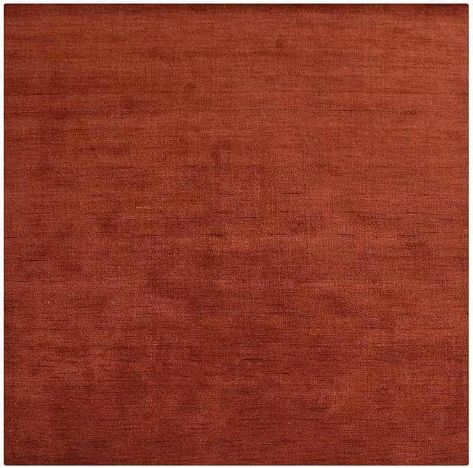 Hand Knotted Loom Wool ECO-Friendly Area Rugs - 10'x10', Square, Light Red Color, Solid Plain Design, High Pile Handmade Anti Skid Area Rugs for Living Room, Bed Room (L00111)