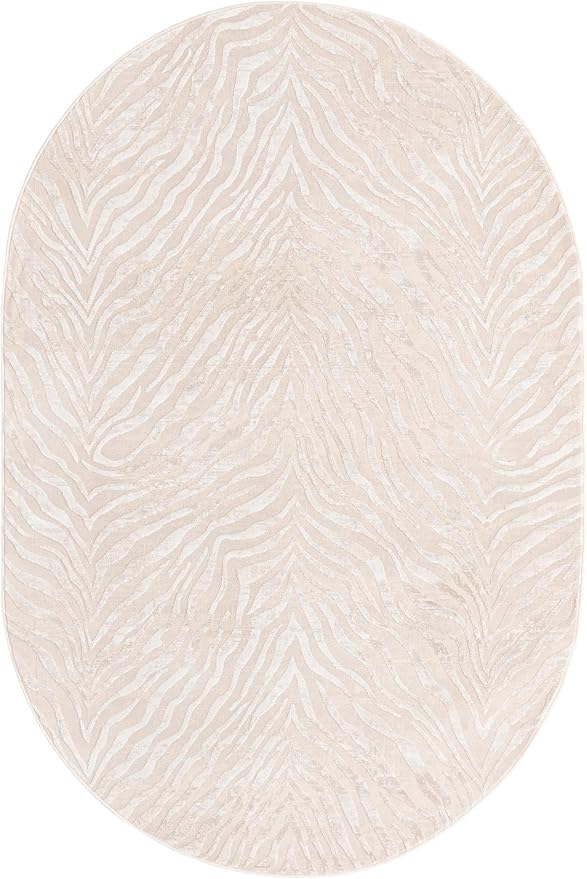 Unique Loom Finsbury Collection Area Rug - Meghan (5' 3" x 8' Oval, Ivory Beige)