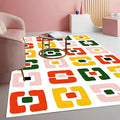 Modern Chic White Yellow Pink Geometric Texture Rug for Living Room Dining Room Bedroom Nursery Room Large Non Slip Washable Indoor Carpet Soft Low Pile Kitchen Entryway Runner Mat 7x12