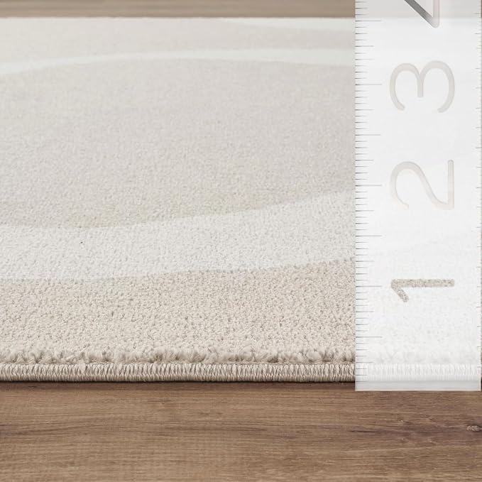 Abani Deco Collection Area Rug - Beige Modern Abstract Ribbon Design - 6' x 9' - for Living Room, Bedroom & Office