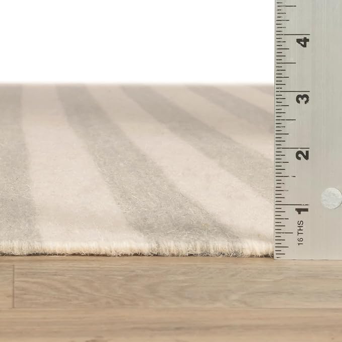 Home Conservatory Ladder Stripe Grey/Ivory Handwoven Wool 8 X 10 Feet, Grey/Ivory Stripe Pattern