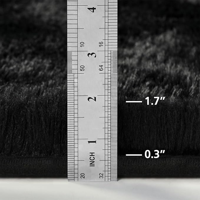 Large Shag Area Rugs 5 x 8, Plush Fuzzy Rugs for Living Room, Ultra Soft Fluffy Furry Rug for Bedroom, Indoor Carpet Nursery Rugs for Kids Room Home Decor, Black