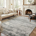 Area Rug 8x10 Washable Rug Grey for Living Room, Dining Room, Bedroom, Large Carpets, Non Slip & Non-Shedding Low Pile Vintage Print Rug for Home Office Decor