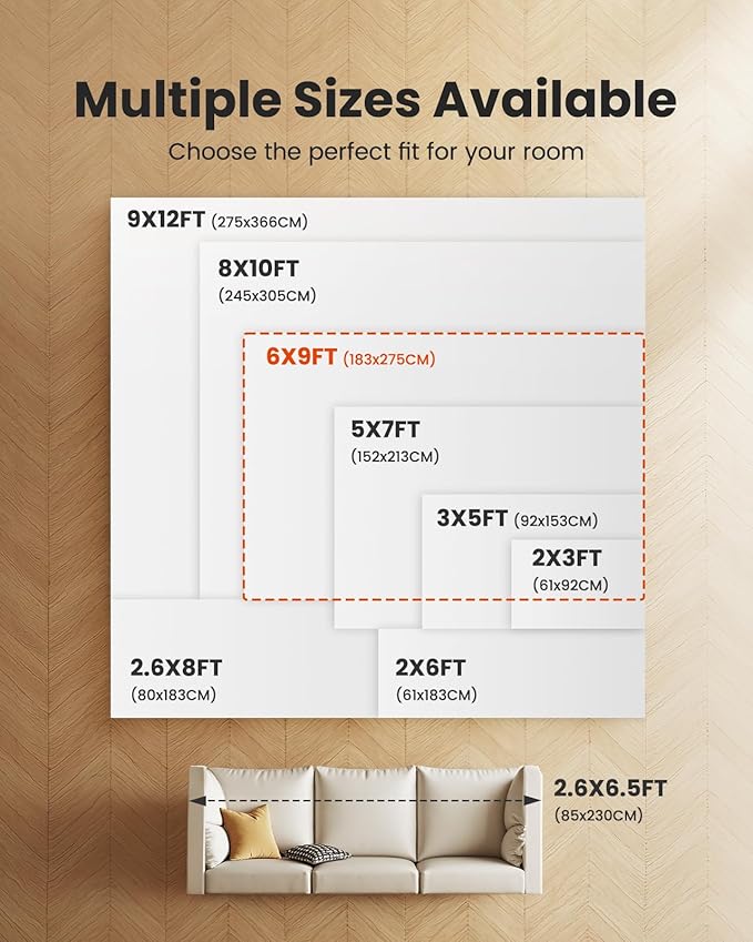 6x9 Area Rugs for Living Room, Modern Abstract Washable Rug with Non-Slip Backing & Low Pile Indoor Carpet for Nursery Room, Bedroom and Dinning Room, Brown