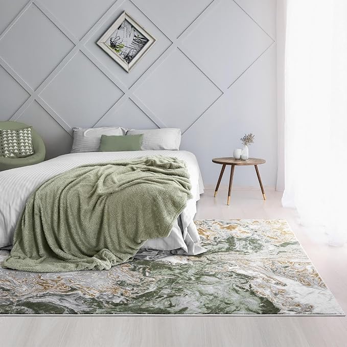 LUXE WEAVERS Marble Swirl Abstract Area Rug, Green 9x12