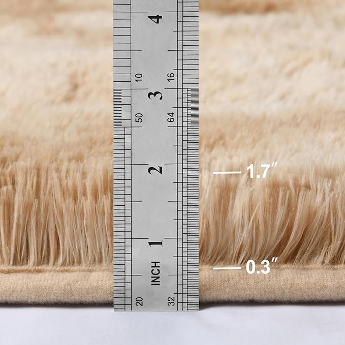 Shag Area Rug, 4 X 6 Tie-Dyed Plush Fuzzy Rugs for Living Room, Ultra Soft Fluffy Furry Rug for Bedroom, Indoor Carpet Nursery Rugs for Kids Room Home Decor, Beige