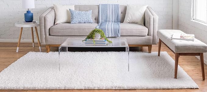 Unique Loom Davos Shag Collection Area Rug - Solid (3' 3" x 5' 3" Rectangle, White/ Ivory)